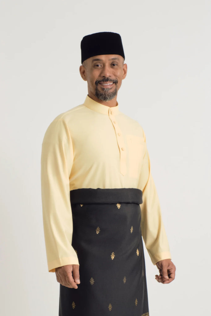 Patawali Baju Melayu Cekak Musang - Soft Yellow