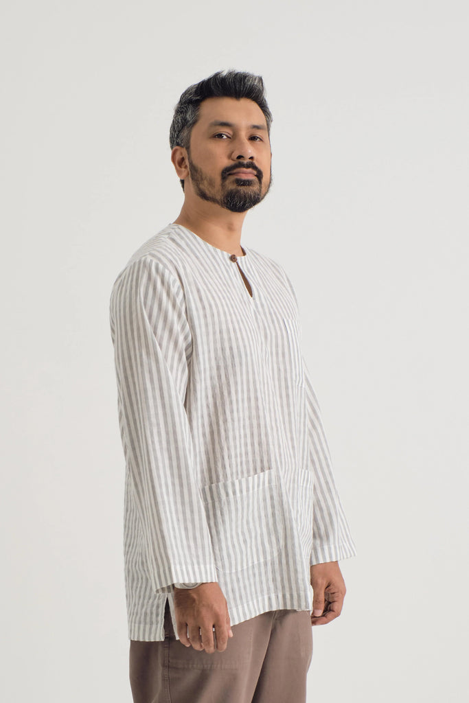Pangku Men Top Classic Fit - Stripe Grey