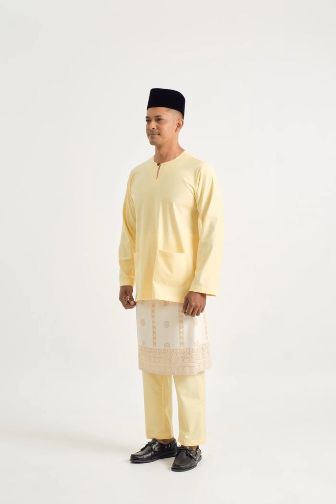 Patawali Modern Fit Baju Melayu Teluk Belanga - Soft Yellow