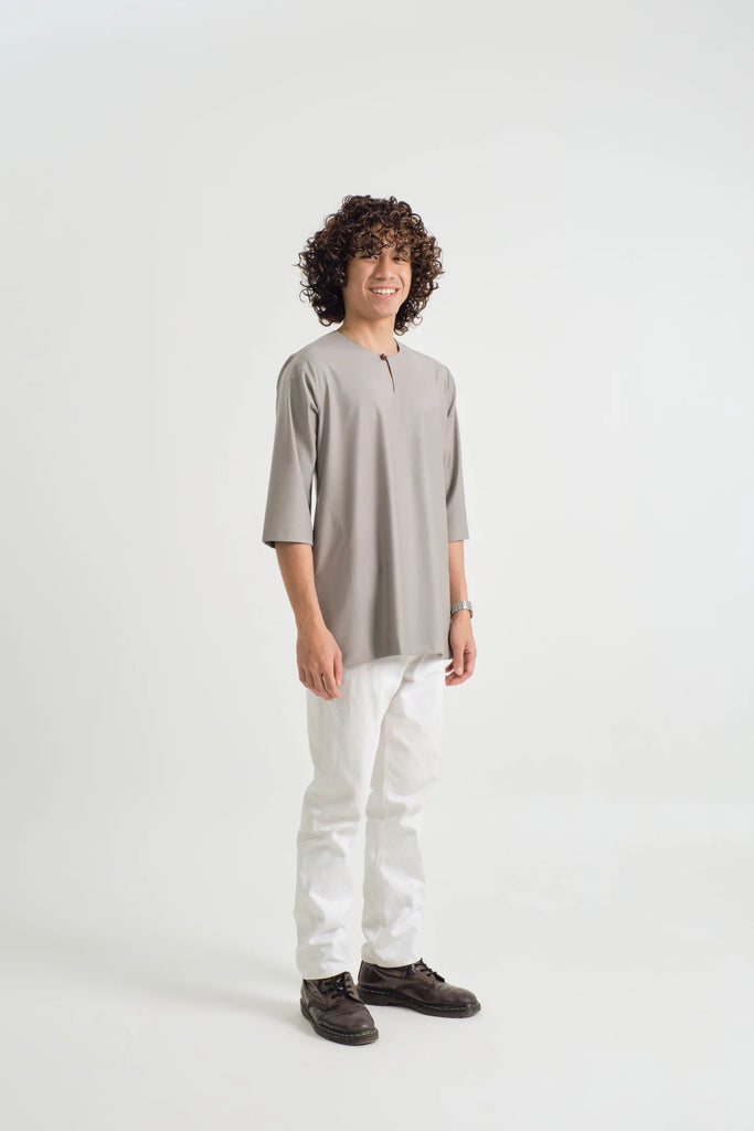 Patawali Three Quarter Sleeve Top - Muted Grey